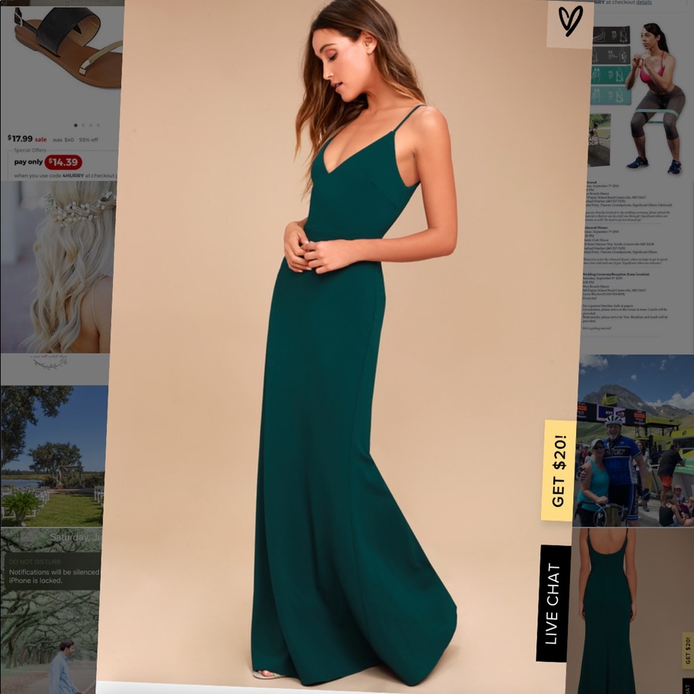 Lulus INFINITE GLORY FOREST GREEN MAXI DRESS